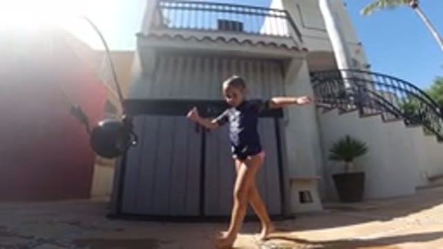 LOS CABOS MEXICO-2019: Daughter Tosses Ball and Chases It to Pick It Up