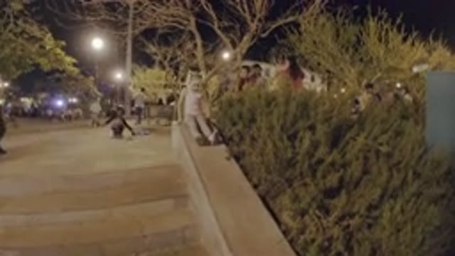 LOS CABOS MEXICO-2019: Little White Girl Sliding Down Handrail On Steps