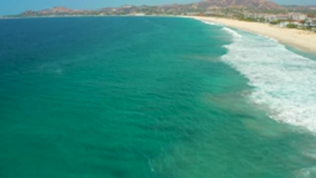 SAN JOSE DEL CABO MEXICO-2020: High-Rise Buildings And Trees Border The Sandy Beach