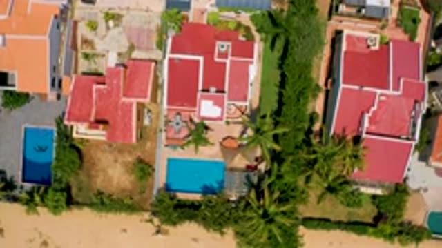 SAN JOSE DEL CABO MEXICO-2020: Aerial View Of A Neighborhood Full Of Red Roofs