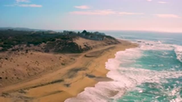 SHIPWRECKS BEACH BCS MEXICO-2020: Aerial View Of Waves Crashing On Shoreline