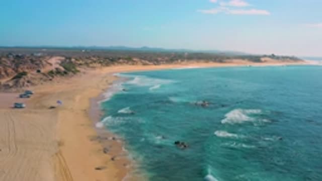 SHIPWRECKS BEACH BCS MEXICO-2020: Aerial View Of Breathtakingly Beautiful Ocean