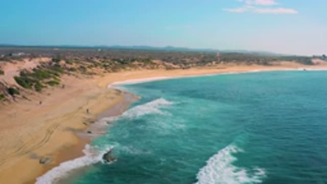 SHIPWRECKS BEACH BCS MEXICO-2020: Sunny Day Sandy Beach And Waves With Crystal