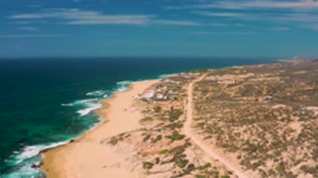 SHIPWRECKS BEACH BCS MEXICO-2020: Aerial View Of Sandy Beach In Desert
