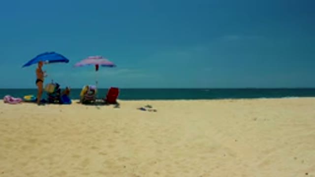 SHIPWRECKS BEACH BAJA CALIFORNIA SUR MEXICO-2020: Aerial View of Beach Umbrellas and Ocean