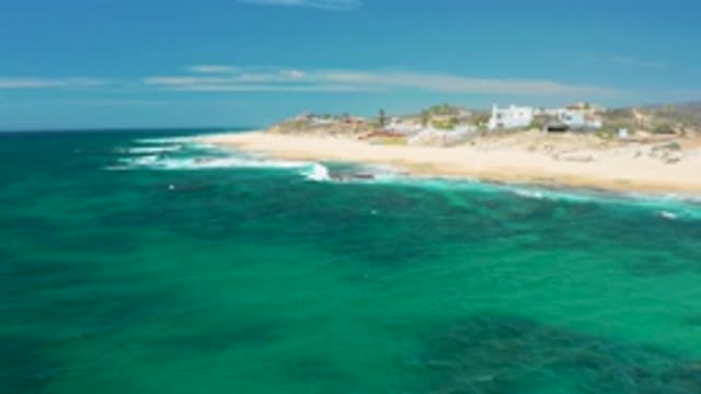 SHIPWRECKS BEACH BCS MEXICO-2020: Green Sea Flowing And Elegantly Washing Up
