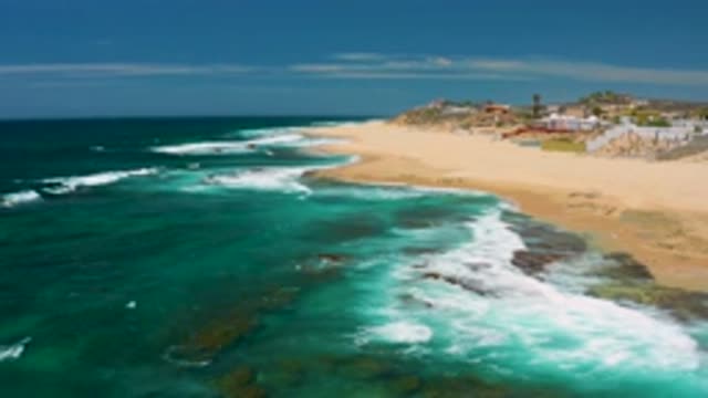 SHIPWRECKS BEACH BCS MEXICO-2020: Waves Crash Against Rocky Coast Followed By