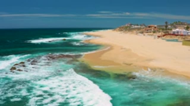 SHIPWRECKS BEACH BCS MEXICO-2020: Camera Moving Across Sandy Shoreline