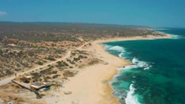 SHIPWRECKS BEACH BCS MEXICO-2020: Long Beach With Soft Sand Blue Clear Sea Water