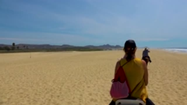 SAN JOSE DEL CABO MEXICO-2020: People Taking A Horse Ride Along An Ocean