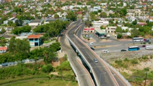 SAN JOSE DEL CABO MEXICO-2020: A Highway Overpass Runs Over Another Highway In A