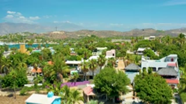 SAN JOSE DEL CABO MEXICO-2020: Slowly Rising Drone Video Of A Brightly Colored