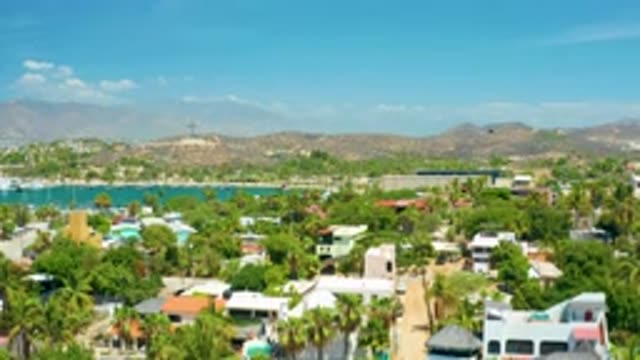 SAN JOSE DEL CABO MEXICO-2020: Camera Panning Over Beautiful Tropical Villas
