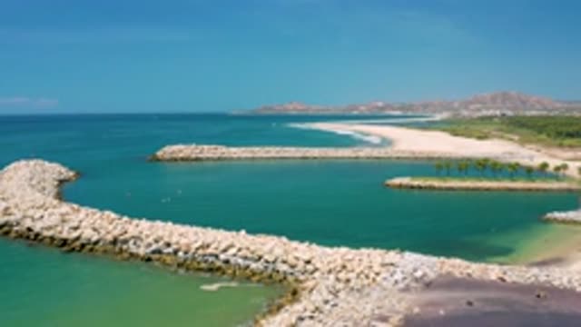 SAN JOSE DEL CABO MEXICO-2020: Tetrapod Breakwater Structure On A Beautiful Coastline