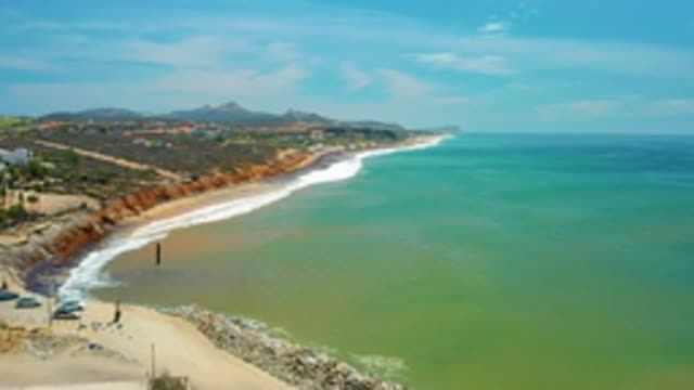 SAN JOSE DEL CABO MEXICO-2020: Green Water Bluffs Beaches Surf Mountains Calming