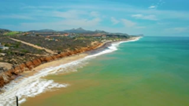 SAN JOSE DEL CABO MEXICO-2020: Bird's Eye View Of Green Oceanic Lacuna Coastline