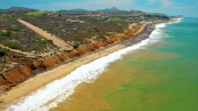 SAN JOSE DEL CABO MEXICO-2020: Aerial Drone Footage Of Ocean Waves Crashing Upon