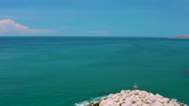 SAN JOSE DEL CABO MEXICO-2020: Aerial View Of Sea With Clear Blue Sky