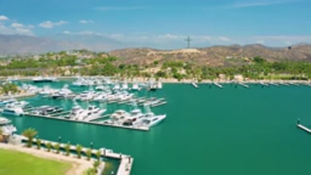SAN JOSE DEL CABO MEXICO-2020: Lot Of White Ships In The Blue Water Sea Green