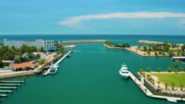 SAN JOSE DEL CABO MEXICO-2020: Top View Of Sea Shore Greenery And Buildings