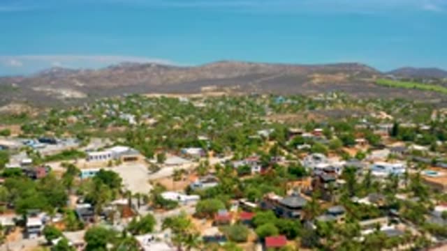 SAN JOSE DEL CABO MEXICO-2020: Panoramic View City Green Trees Brown Mountains