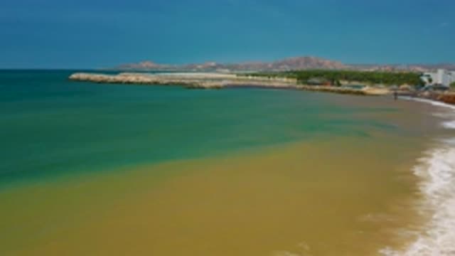 SAN JOSE DEL CABO MEXICO-2020: Blue Sky Green Ocean Mountain Beach With
