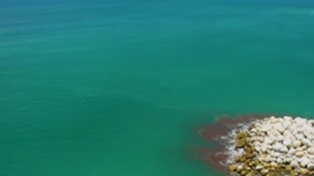 SAN JOSE DEL CABO MEXICO-2020: White Green Big Stones Crystal Ear Blue Sea Water