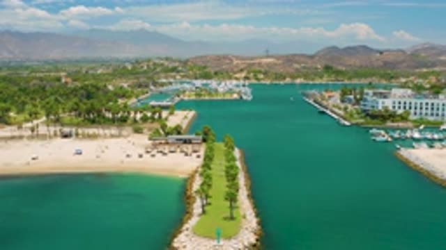 SAN JOSE DEL CABO MEXICO-2020: Seaside With Coconut Tree Close To A Town