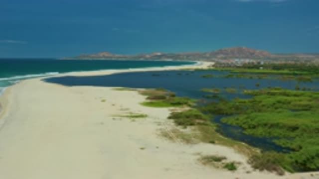 SAN JOSE DEL CABO MEXICO-2020: Gentle Mild Waves Coming With White Clouds Up