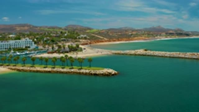 SAN JOSE DEL CABO MEXICO-2020: Tall White Buildings Green Palm Trees Arranged