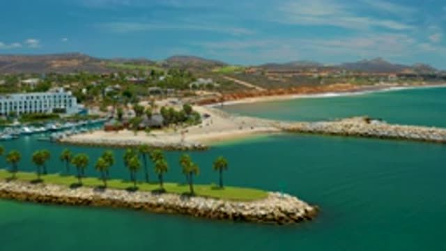 SAN JOSE DEL CABO MEXICO-2020: Video Showing Top View Of Beach With Trees In The