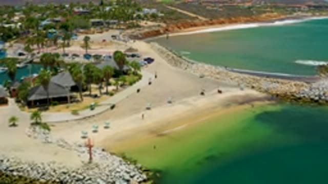 SAN JOSE DEL CABO MEXICO-2020: Sunny Day Nice Sandy Beach Blue Waves Washing Up