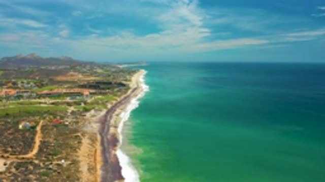 SAN JOSE DEL CABO MEXICO-2020: High View Of A Sea Shore And The Road Looking