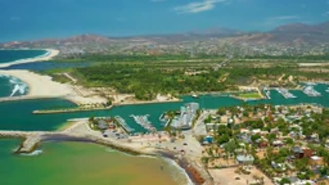 SAN JOSE DEL CABO MEXICO-2020: Top View Showing Natural Blue Sea Forest And Mountains
