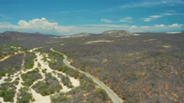 SAN JOSE DEL CABO MEXICO-2020: Video Over Road And Sandy Pathways With Trees And Rock Formations