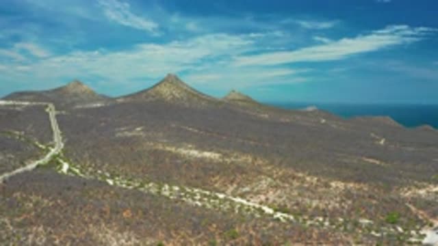 SAN JOSE DEL CABO MEXICO-2020: Vast Brown Mountain Range With Blue Skies And Clouds