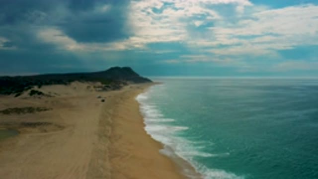 LAGUNA BEACH BCS MEXICO-2020: Sky View of the Sandy Coast