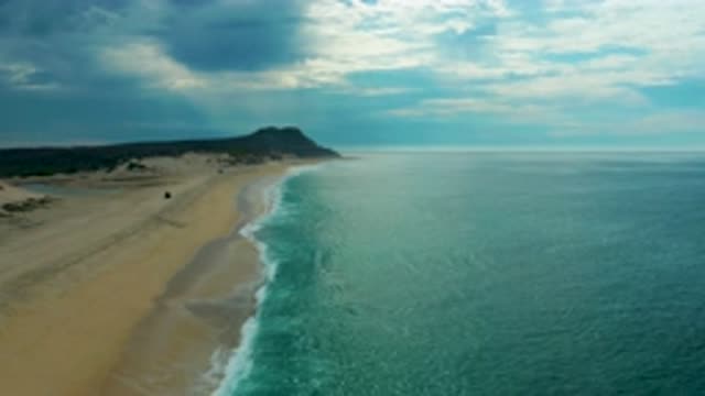 LAGUNA BEACH BCS MEXICO-2020: Beach Waves Crashing Onto Shore Drone Shot