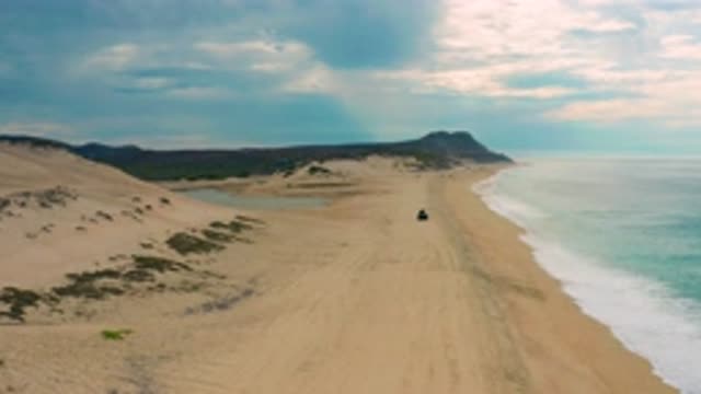 LAGUNA BEACH BCS MEXICO-2020: Drone Over Ocean Blue Water Bluffs Beaches Surf