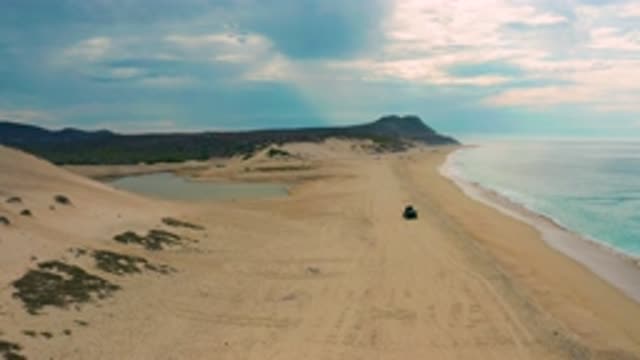 LAGUNA BEACH BCS MEXICO-2020: Aerial Video View Of Beach And Sand Dunes With