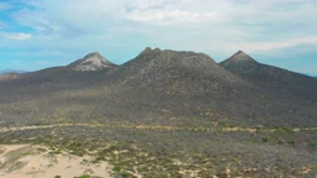 LAGUNA BEACH BCS MEXICO-2020: Vast Blue Sky With White Clouds and Tall Mountains