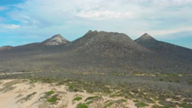 LAGUNA BEACH BCS MEXICO-2020: Aerial View Of Scrub Covered Mountains In The