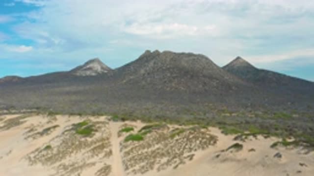 LAGUNA BEACH BCS MEXICO-2020: Downward Pan Shot of Mountains in a Desert Area