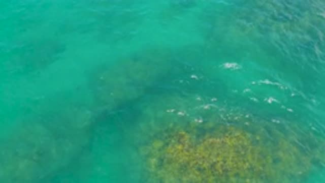 LAGUNA BEACH BCS MEXICO-2020: Calm Blue Water Ripples Softly Over Submerged Rocks