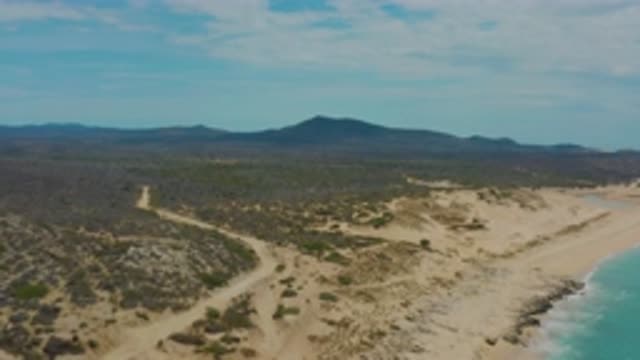 LAGUNA BEACH BCS MEXICO-2020: Blue Ocean And Sandy Shore Fades Into Grass And