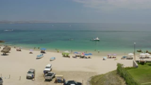 PALMILLA BEACH BCS MEXICO-2020: People Going To The Sea With Umbrellas On Sand