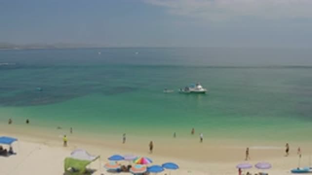 PALMILLA BEACH BCS MEXICO-2020: Aerial View Of Beach Shore Line And Boat In
