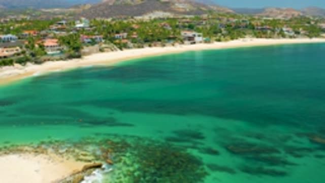 PALMILLA BEACH BCS MEXICO-2020: Slow Motion Drone Footage Above A Clear Sea And