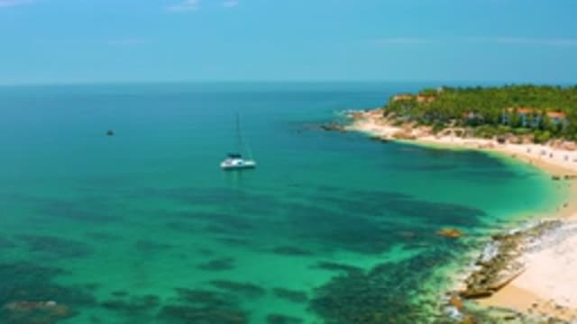 PALMILLA BEACH BCS MEXICO-2020: White Ship From The Blue Clear Sea To The Long Beach