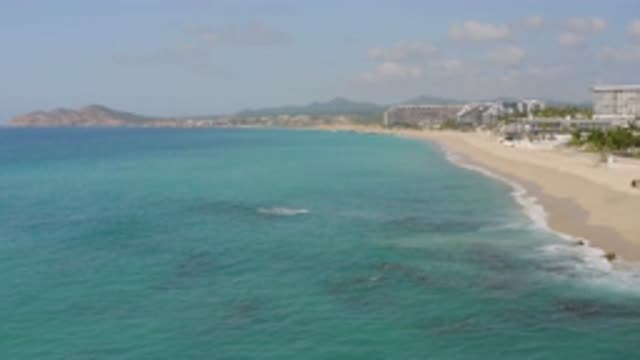 DREAMS BEACH BCS MEXICO-2020: Aerial Footage Of A Sandy Beach Coast Line During